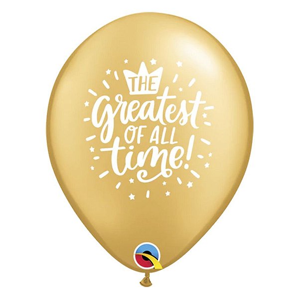 Balão de Festa Látex Liso Decorado - Frase The Greatest of All Time - 11" 27cm - 50 unidades - Qualatex Outlet - Rizzo