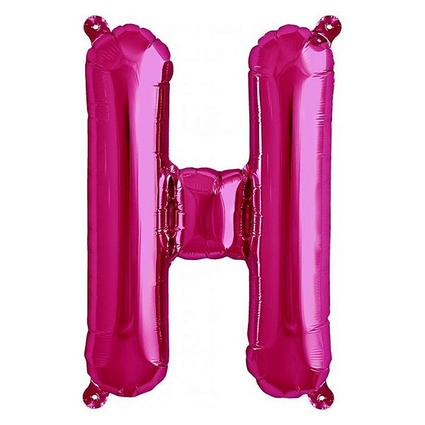 Balão de Festa Microfoil 16" 40cm - Letra H Magenta - 1 unidade - Qualatex Outlet - Rizzo