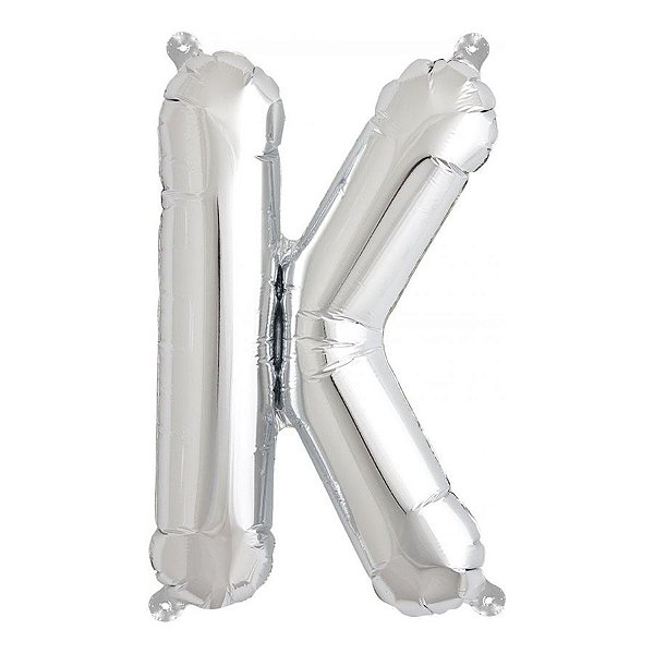 Balão de Festa Microfoil 16" 40cm - Letra K Prata - 1 unidade - Qualatex Outlet - Rizzo