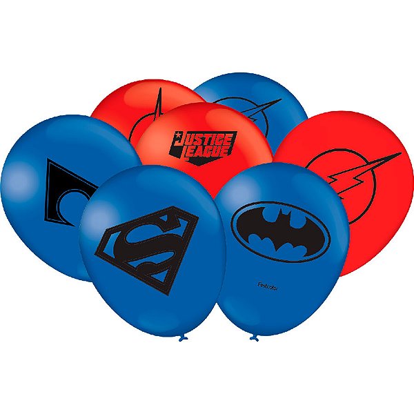 Balão de Festa Decorado Liga da Justiça 9" 23cm - 25 unidades - Festcolor - Rizzo
