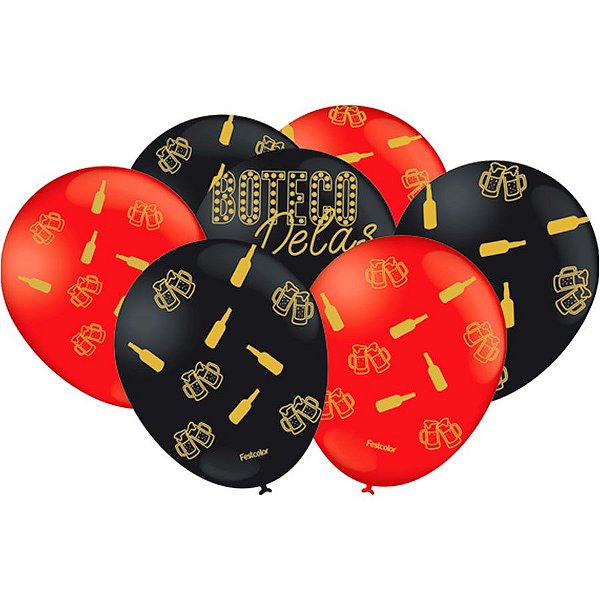 Balão de Festa Decorado Boteco Delas 9" 23cm - 25 unidades - Festcolor - Rizzo