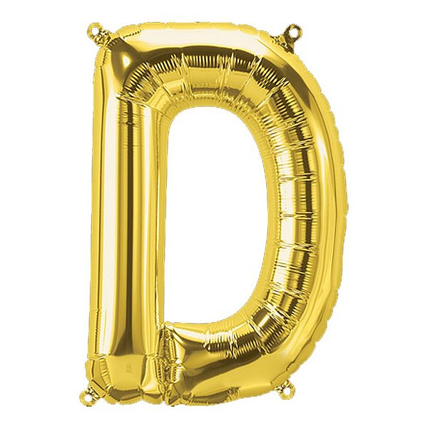 Balão de Festa Microfoil 34" 86cm - Letra D Ouro - 1 unidade - Qualatex Outlet - Rizzo