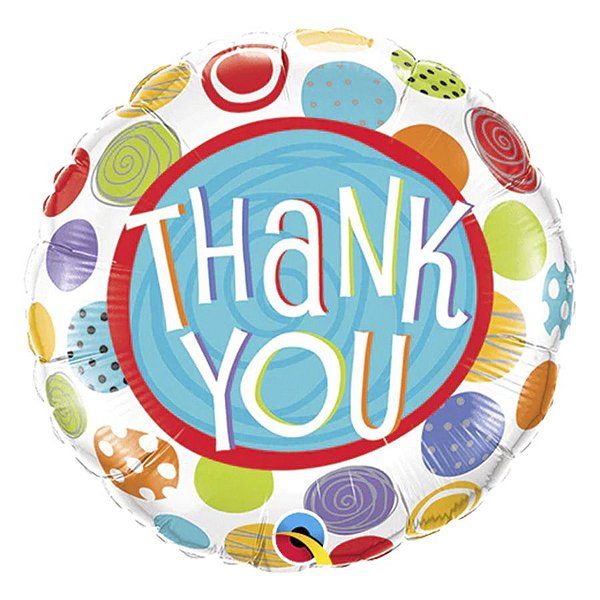 Balão de Festa Microfoil 9" 22cm - Redondo Thank You - 1 unidade - Qualatex Outlet - Rizzo
