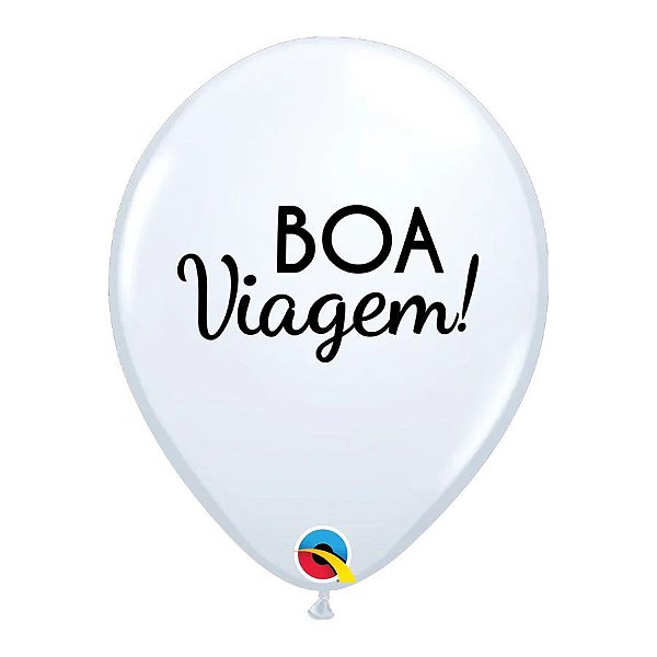 Balão de Festa Látex Liso Decorado - Boa Viagem Branco - 11" 27cm - 6 unidades - Qualatex Outlet - Rizzo
