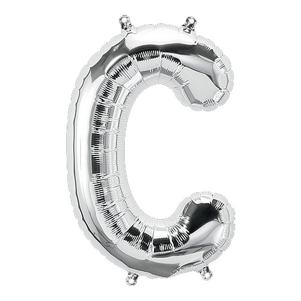 Balão de Festa Microfoil 34" 86cm - Letra C Prata - 1 unidade - Qualatex Outlet - Rizzo