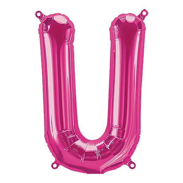 Balão de Festa Microfoil 16" 40cm - Letra U Magenta - 1 unidade - Qualatex Outlet - Rizzo