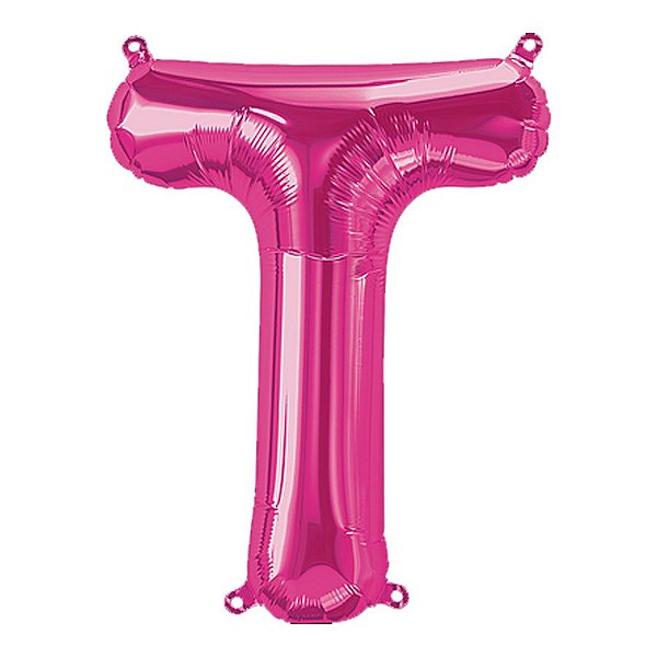 Balão de Festa Microfoil 16" 40cm - Letra T Magenta - 1 unidade - Qualatex Outlet - Rizzo