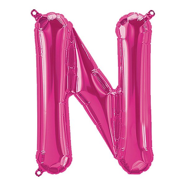 Balão de Festa Microfoil 16" 40cm - Letra N Magenta - 1 unidade - Qualatex Outlet - Rizzo