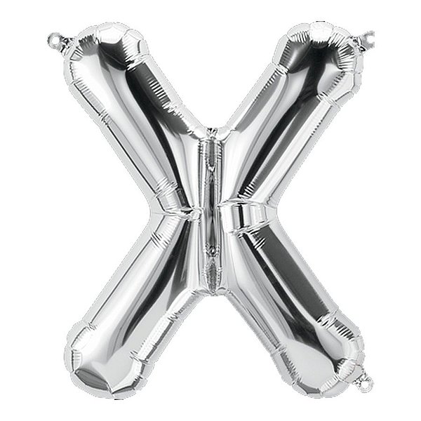 Balão de Festa Microfoil 16" 40cm - Letra X Prata - 1 unidade - Qualatex Outlet - Rizzo