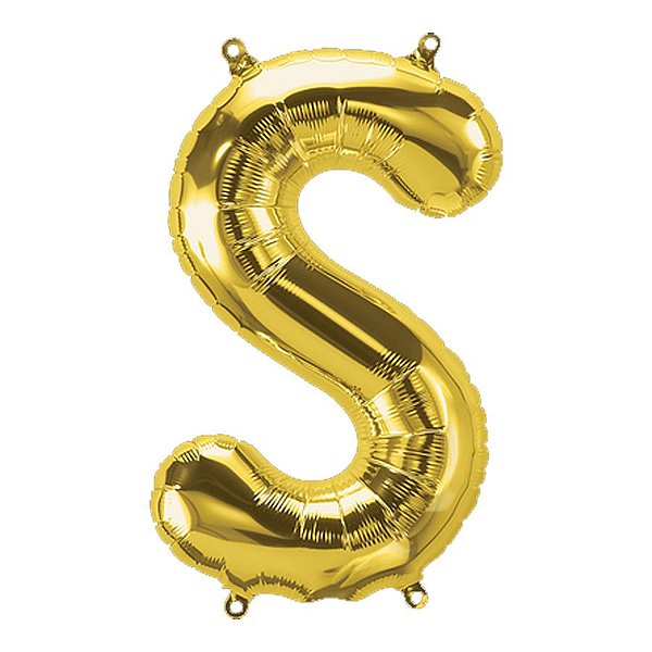 Balão de Festa Microfoil 16" 40cm - Letra S Ouro - 1 unidade - Qualatex Outlet - Rizzo