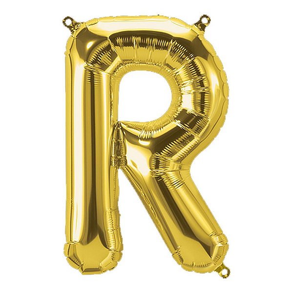 Balão de Festa Microfoil 16" 40cm - Letra R Ouro - 1 unidade - Qualatex Outlet - Rizzo