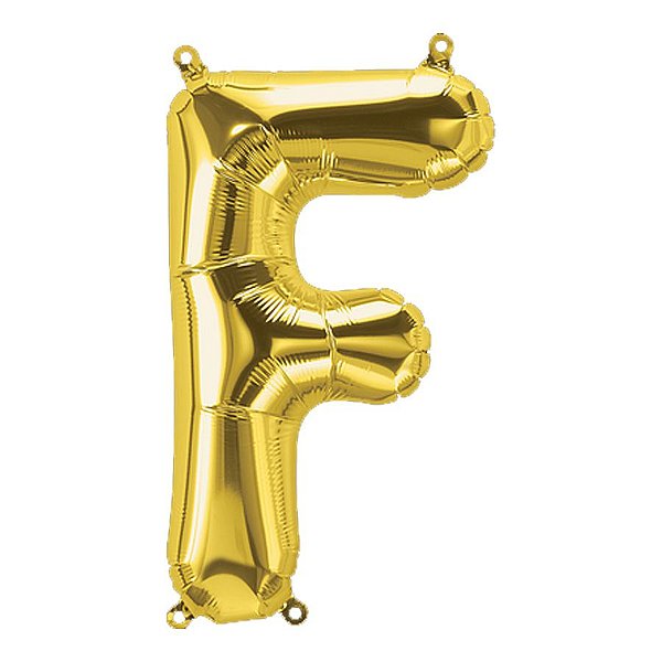 Balão de Festa Microfoil 16" 40cm - Letra F Ouro - 1 unidade - Qualatex Outlet - Rizzo