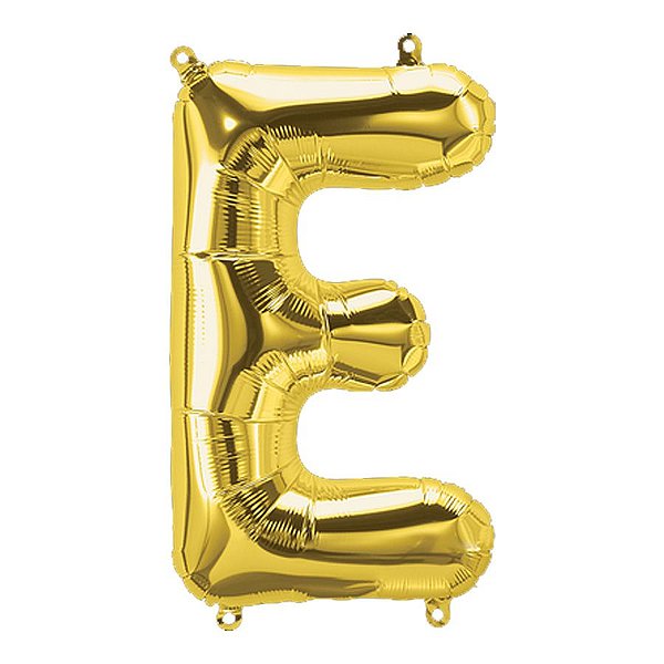 Balão de Festa Microfoil 16" 40cm - Letra E Ouro - 1 unidade - Qualatex Outlet - Rizzo