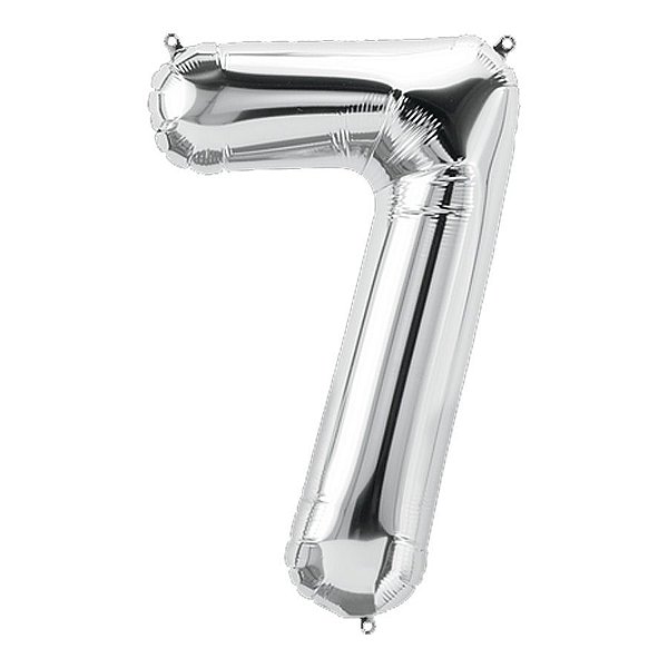 Balão de Festa Microfoil 34" 86cm - Número Sete Prata - 1 unidade - Qualatex Outlet - Rizzo