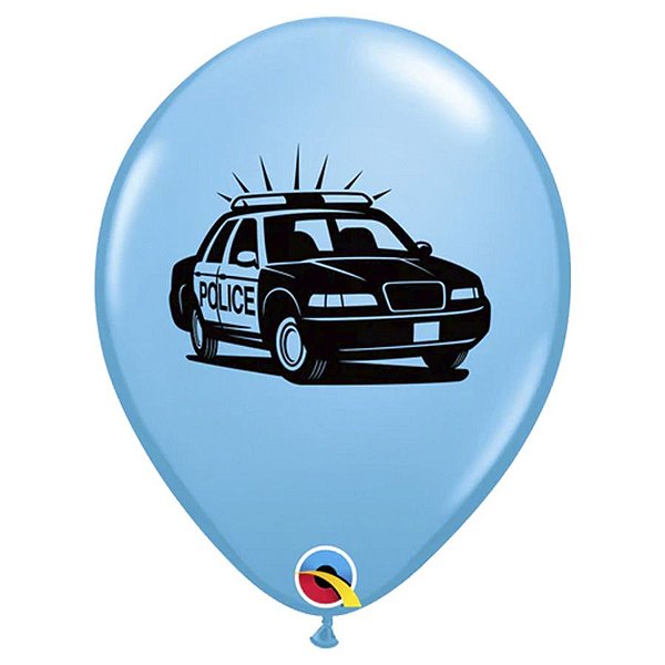 Balão de Festa Látex Liso Decorado - Departamento de Policia Azul - 11" 27cm - 50 unidades - Qualatex Outlet - Rizzo