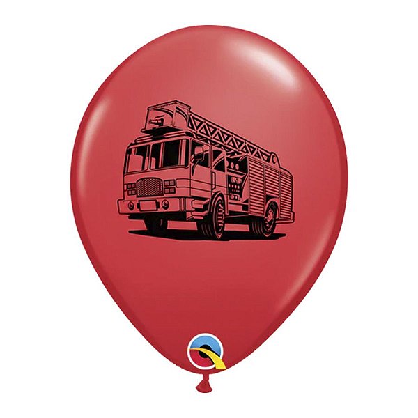 Balão de Festa Látex Liso Decorado - Corpo de Bombeiro Vermelho - 11" 27cm - 50 unidades - Qualatex Outlet - Rizzo