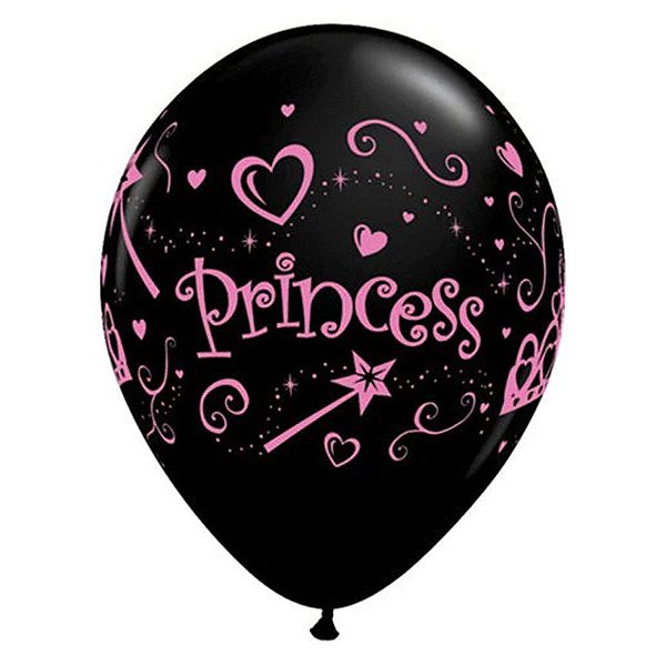 Balão de Festa Látex Liso Decorado - Princess Preto - 11" 27cm - 50 unidades - Qualatex Outlet - Rizzo