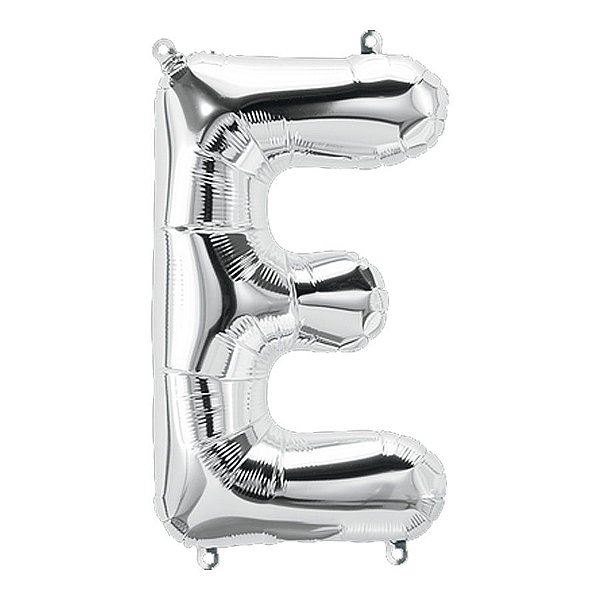 Balão de Festa Microfoil 34" 86cm - Letra E Prata - 1 unidade - Qualatex Outlet - Rizzo