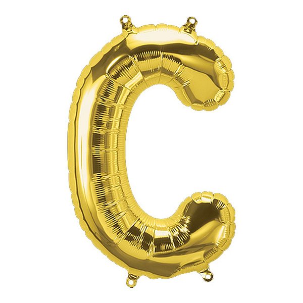 Balão de Festa Microfoil 34" 86cm - Letra C Ouro - 1 unidade - Qualatex Outlet - Rizzo
