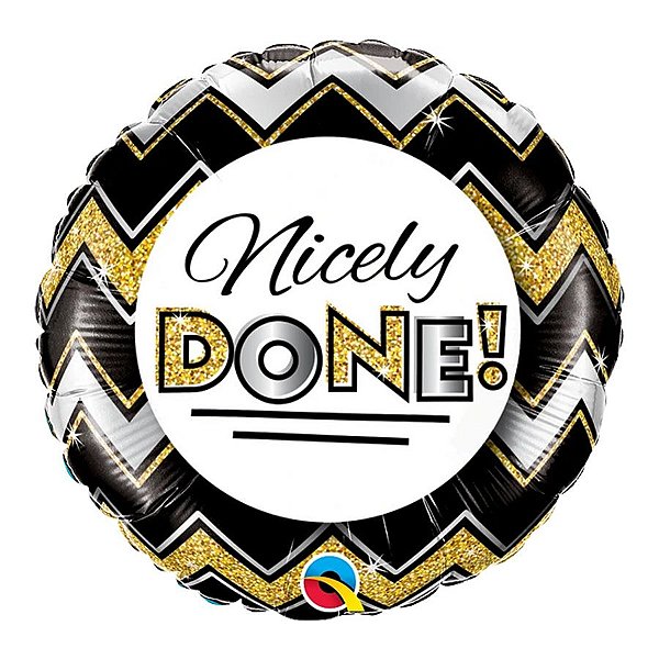 Balão de Festa Microfoil 18" 45cm - Redondo Nicely Done! Chevron - 1 unidade - Qualatex Outlet - Rizzo