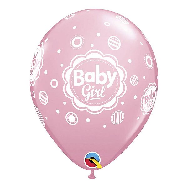 Balão de Festa Látex Liso Decorado - Baby Girl Rosa - 11" 27cm - 50 unidades - Qualatex Outlet - Rizzo
