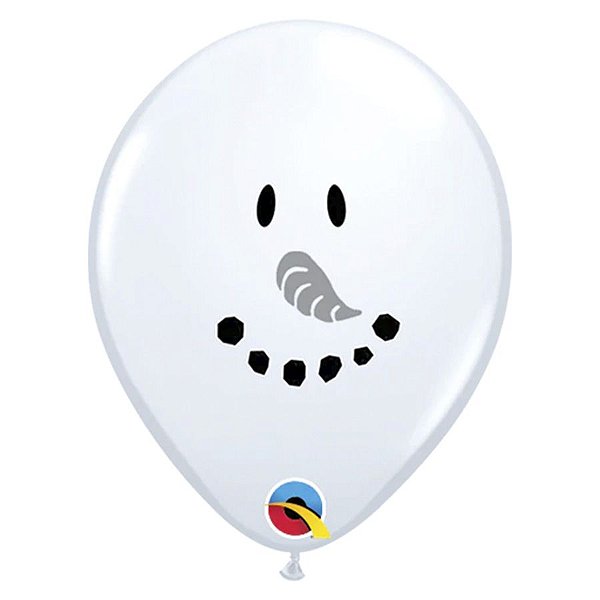 Balão de Festa Látex Liso Decorado - Sorriso Boneco de Neve - 5" 12cm - 100 unidades - Qualatex Outlet - Rizzo