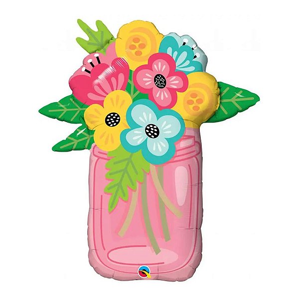 Balão de Festa Microfoil 36" 91cm - Pote de Flores - 1 unidade - Qualatex Outlet - Rizzo