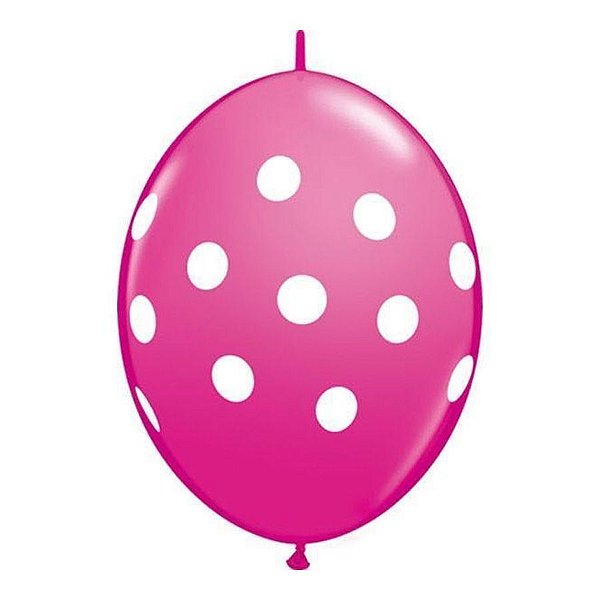 Balão de Festa Látex Liso Q-Link - Pontos Dots Cereja - 12" 30cm - 50 unidades - Qualatex Outlet - Rizzo