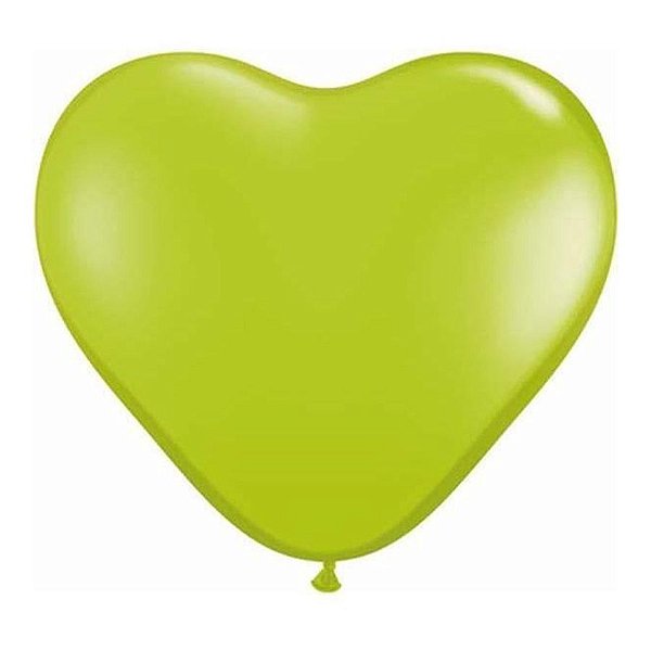 Balão de Festa Látex Liso - Coração Verde Lima - 6" 15cm - 100 unidades - Qualatex Outlet - Rizzo