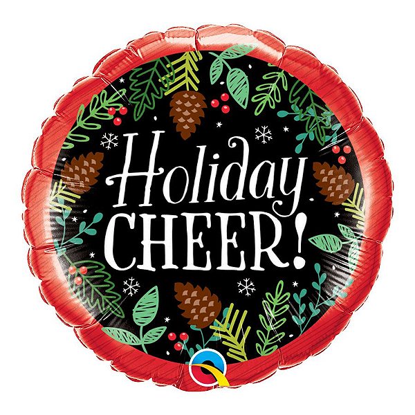 Balão de Festa Microfoil 18" 45cm - Redondo Holiday Cheer! Pinha - 1 unidade - Qualatex Outlet - Rizzo