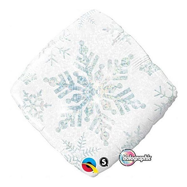 Balão de Festa Microfoil 18" 45cm - Diamante Floco de Neve Branco - 1 unidade - Qualatex Outlet - Rizzo