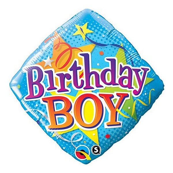 Balão de Festa Microfoil 18" 45cm - Diamante Birthday Boy! Estrela - 1 unidade - Qualatex Outlet - Rizzo