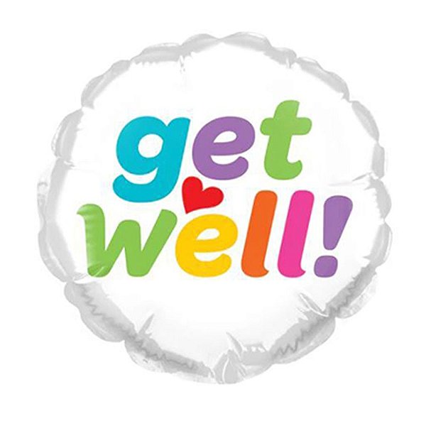 Balão de Festa Microfoil 4" 10cm - Redondo Get Well! Colorido - 1 unidade - Qualatex Outlet - Rizzo