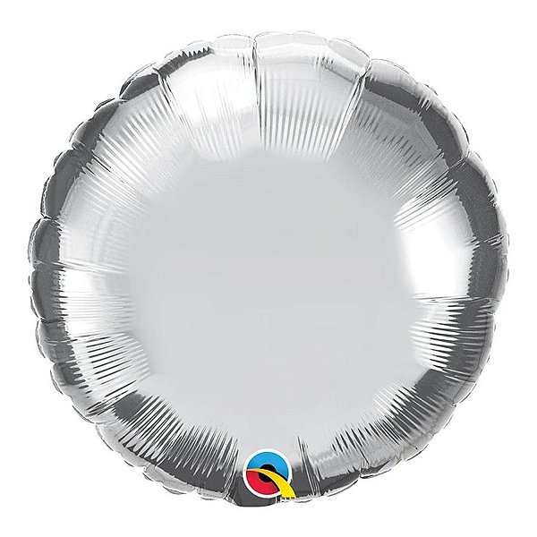 Balão de Festa Microfoil 18" 45cm - Redondo Prata Metalizado - 1 unidade - Qualatex Outlet - Rizzo