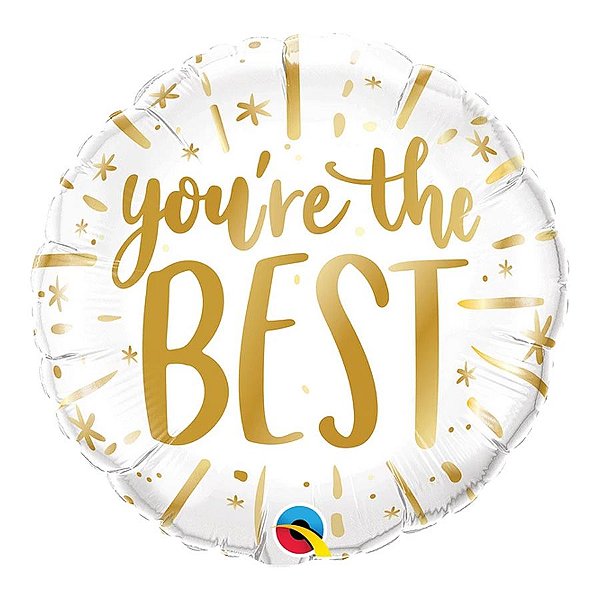 Balão de Festa Microfoil 18" 45cm - Redondo You're The Best! Dourado - 1 unidade - Qualatex Outlet - Rizzo