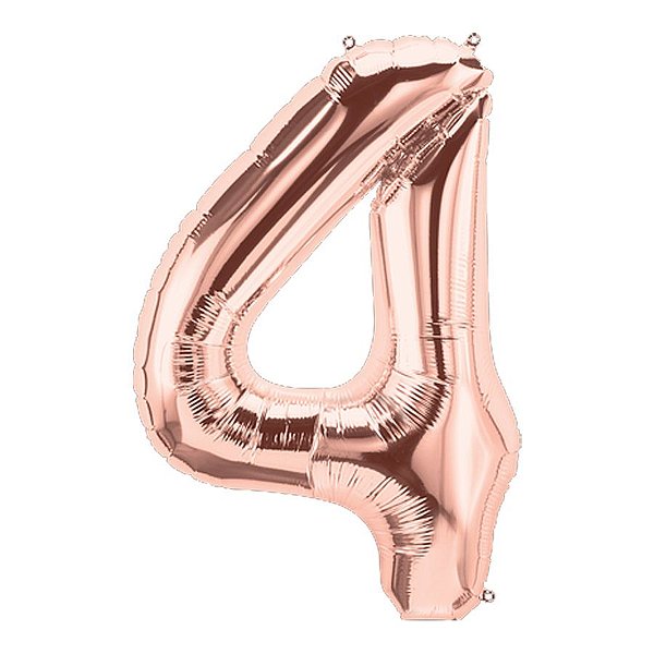 Balão de Festa Microfoil 34" 86cm - Numero Quatro Ouro Rose - 1 unidade - Qualatex Outlet - Rizzo