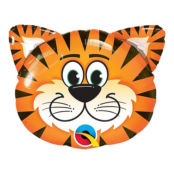 Balão de Festa Microfoil 14" 35cm - Tigre Sorridente - 1 unidade - Qualatex Outlet - Rizzo