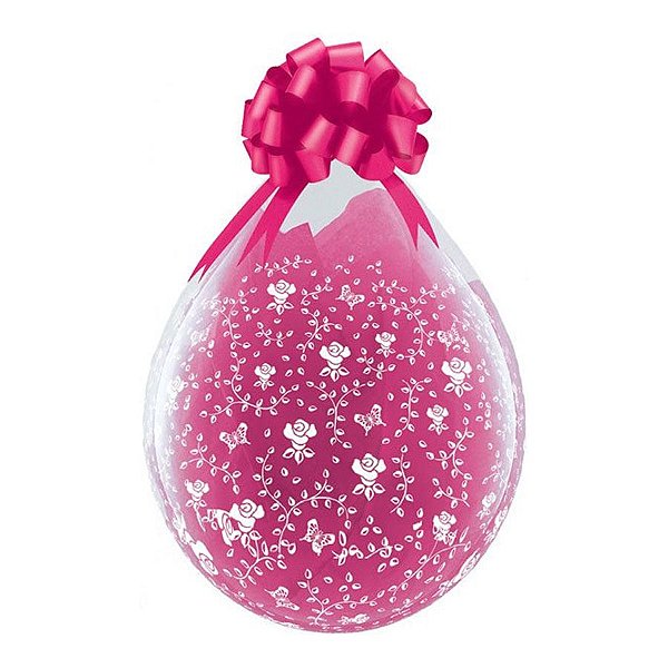 Balão de Festa Látex Liso Decorado - Flores Transparente - 18" 46cm - 25 unidades - Qualatex Outlet - Rizzo
