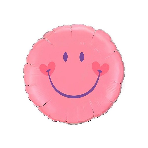 Balão de Festa Microfoil 18" 46cm - Redondo Sorriso Rosa Bebê - 1 unidade - Qualatex Outlet - Rizzo