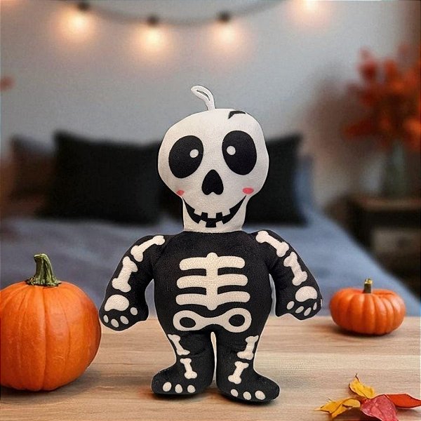 Pelúcia Esqueleto Preto e Branco 25 cm - Halloween - 1 unidade - Rizzo