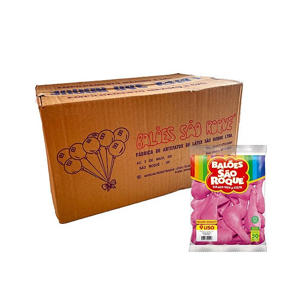 Balão de Festa Látex Liso 9'' - Rosa Tutti Frutti - Caixa com 25 pacotes - 1250 unidades - Atacado São Roque - Rizzo