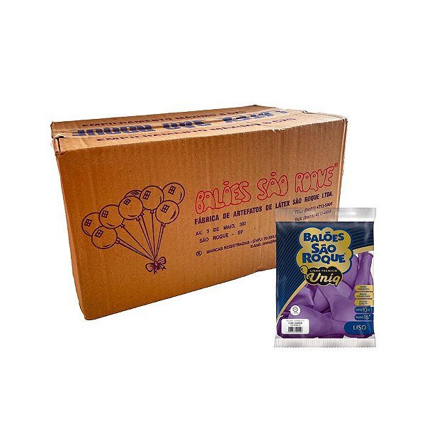Balão Premium Uniq 16''40cm - Lilás Lavanda - Caixa com 25 pacotes - 250 unidades - Atacado São Roque - Rizzo