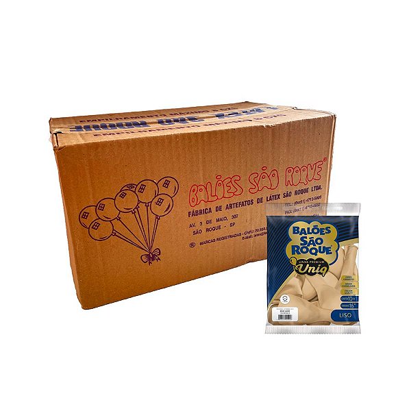 Balão Premium Uniq 16''40cm - Bege Nude - Caixa com 25 pacotes - 250 unidades - Atacado São Roque - Rizzo