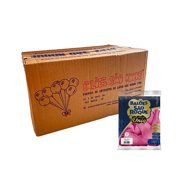 Balão Premium Uniq 16''40cm - Rosa Quartz - Caixa com 25 pacotes - 250 unidades - Atacado São Roque - Rizzo