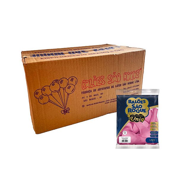 Balão Premium Uniq 16''40cm - Rosa Blossom - Caixa com 25 pacotes - 250 unidades - Atacado São Roque - Rizzo