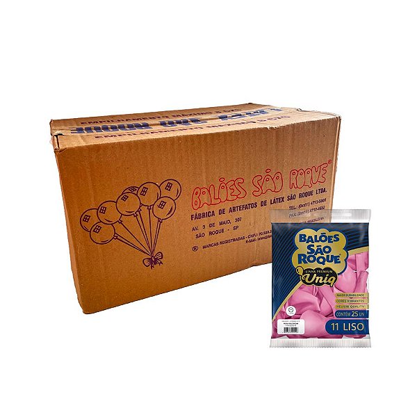 Balão Premium Uniq 11''27cm - Rosa Blossom - Caixa com 25 pacotes - 625 unidades - Atacado São Roque - Rizzo