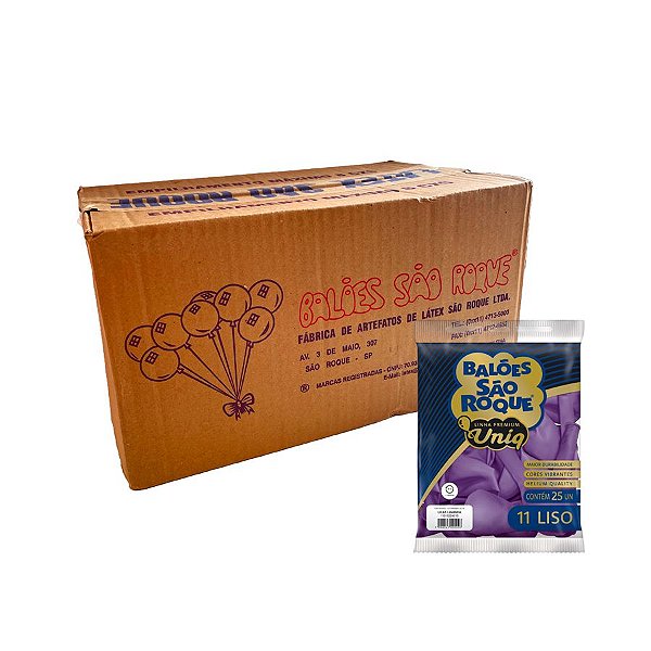 Balão Premium Uniq 11''27cm - Lilás Lavanda - Caixa com 25 pacotes - 625 unidades - Atacado São Roque - Rizzo