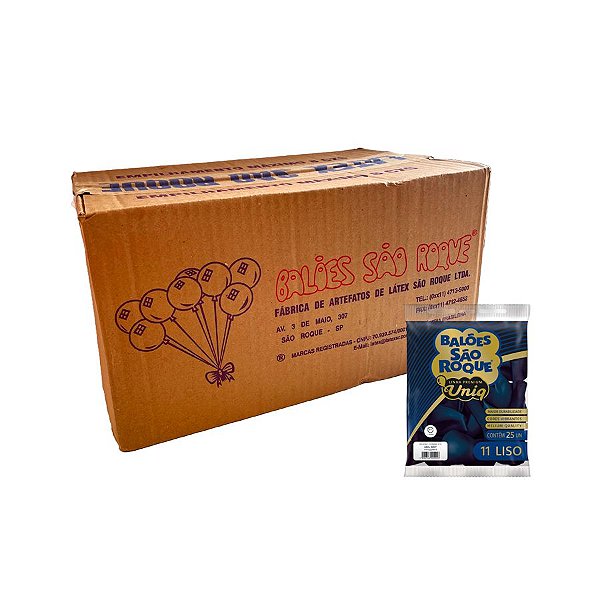Balão Premium Uniq 11''27cm - Azul Navy - Caixa com 25 pacotes - 625 unidades - Atacado São Roque - Rizzo
