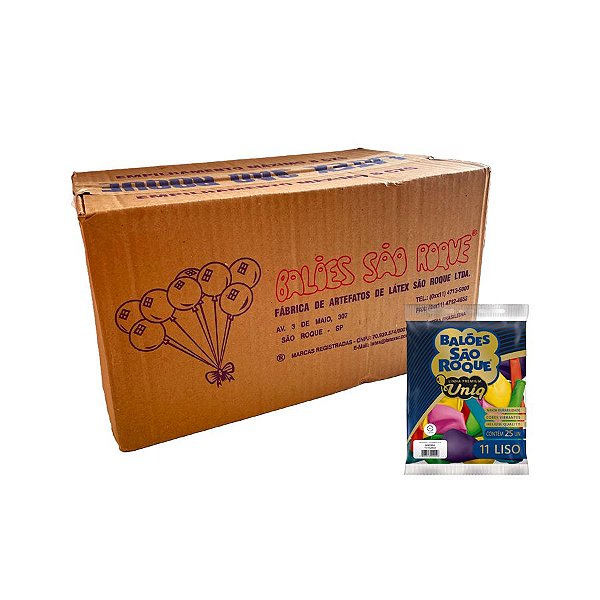Balão Premium Uniq 11''27cm - Sortido - Caixa com 25 pacotes - 625 unidades - Atacado São Roque - Rizzo