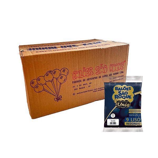 Balão Premium Uniq 9''23cm - Azul Navy - Caixa com 25 pacotes - 625 unidades - Atacado São Roque - Rizzo